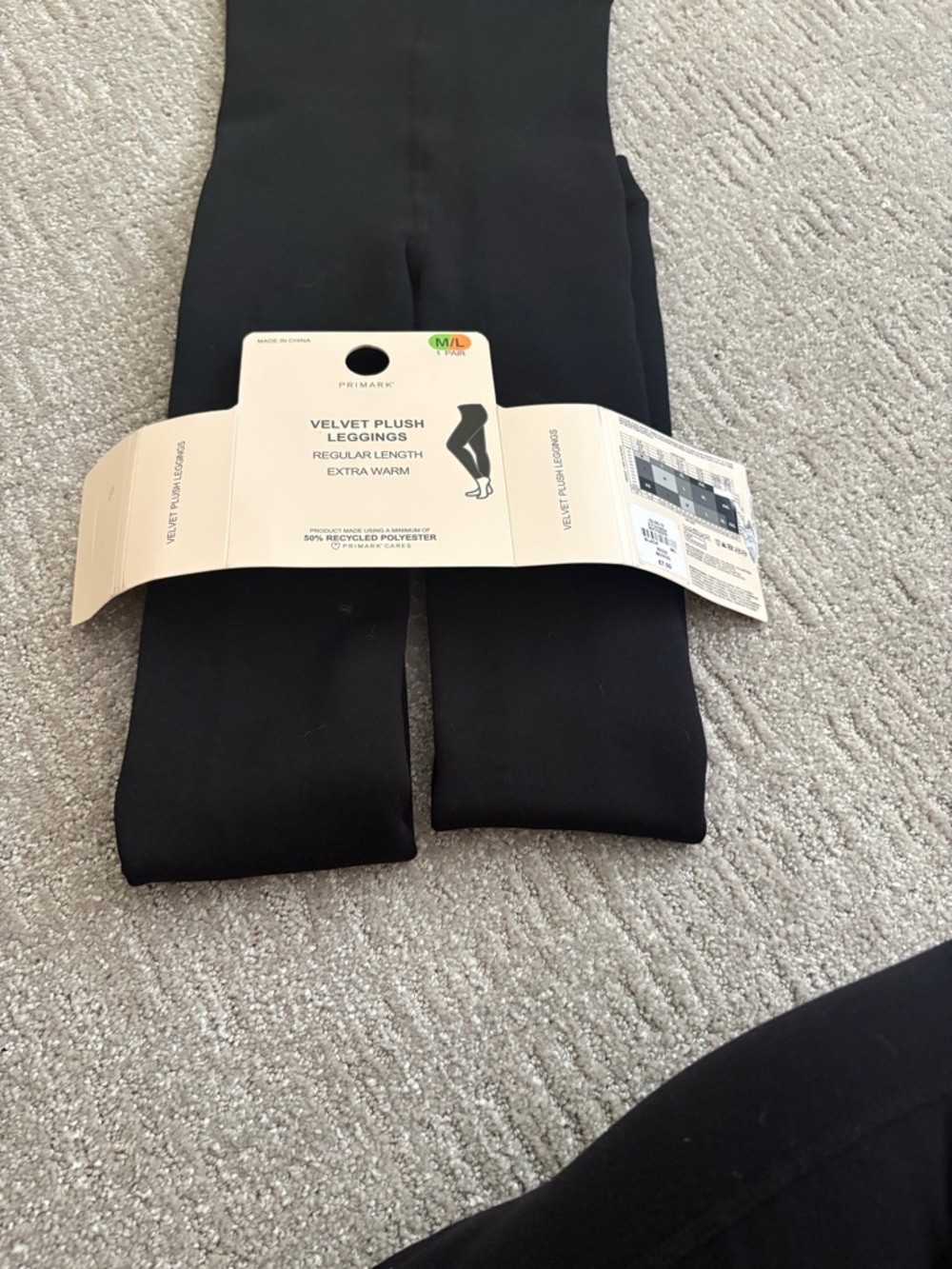 Velvet Plush Black Leggings - Regular Length